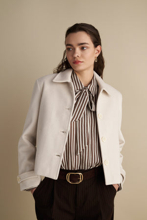 Short Blazer Coat Cream