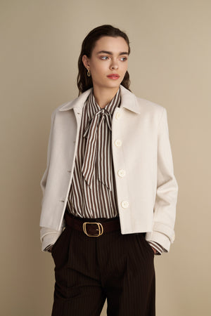 Short Blazer Coat Cream