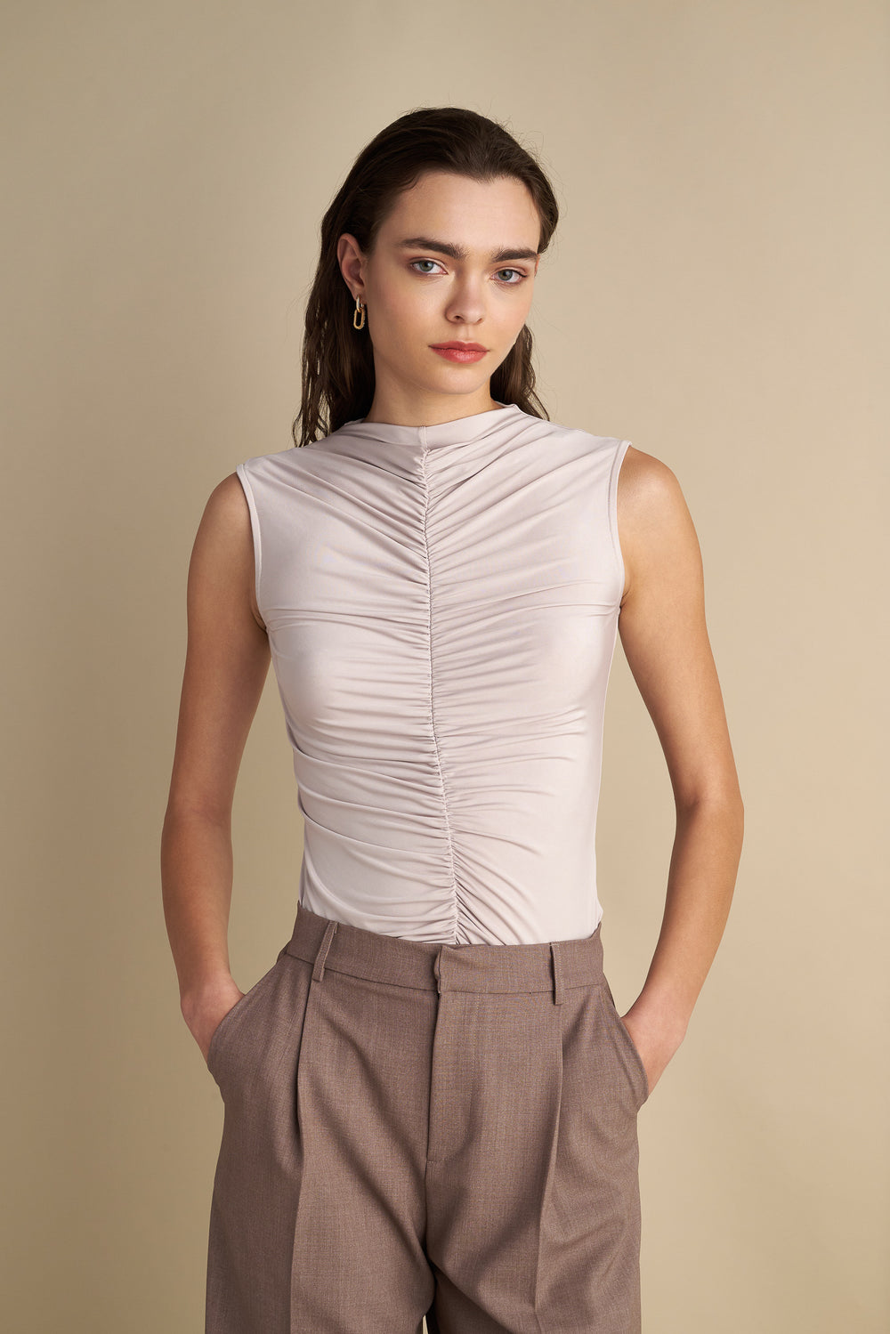 Rushed Short Sleeve Top Sand