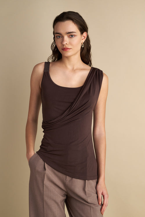 Double-layer Top with Details Espresso