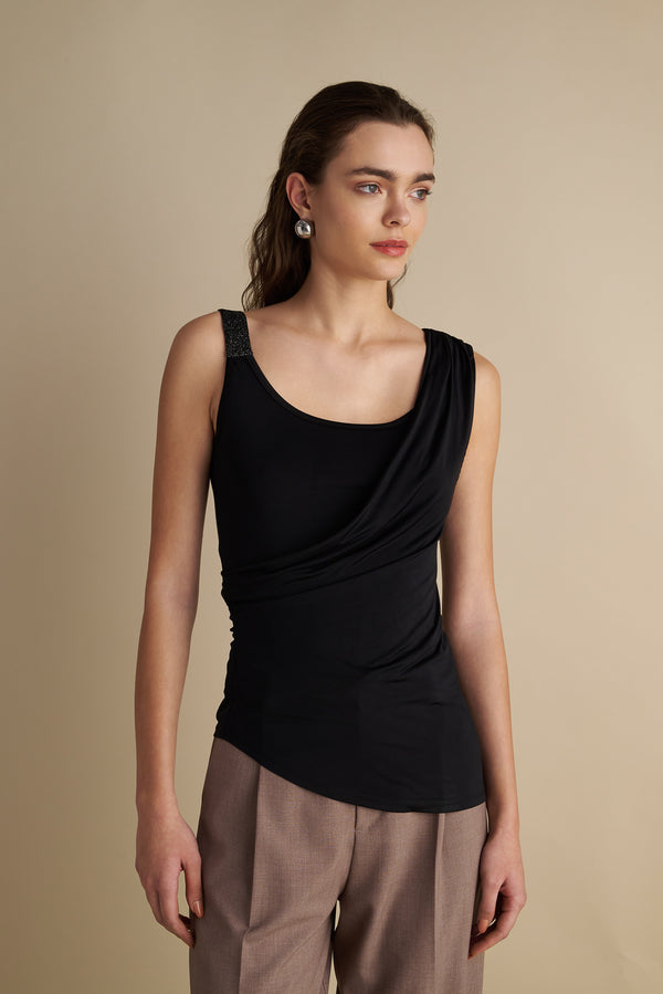 Double-layer Top with Details Black