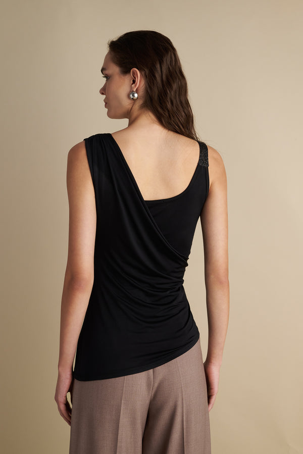 Double-layer Top with Details Black