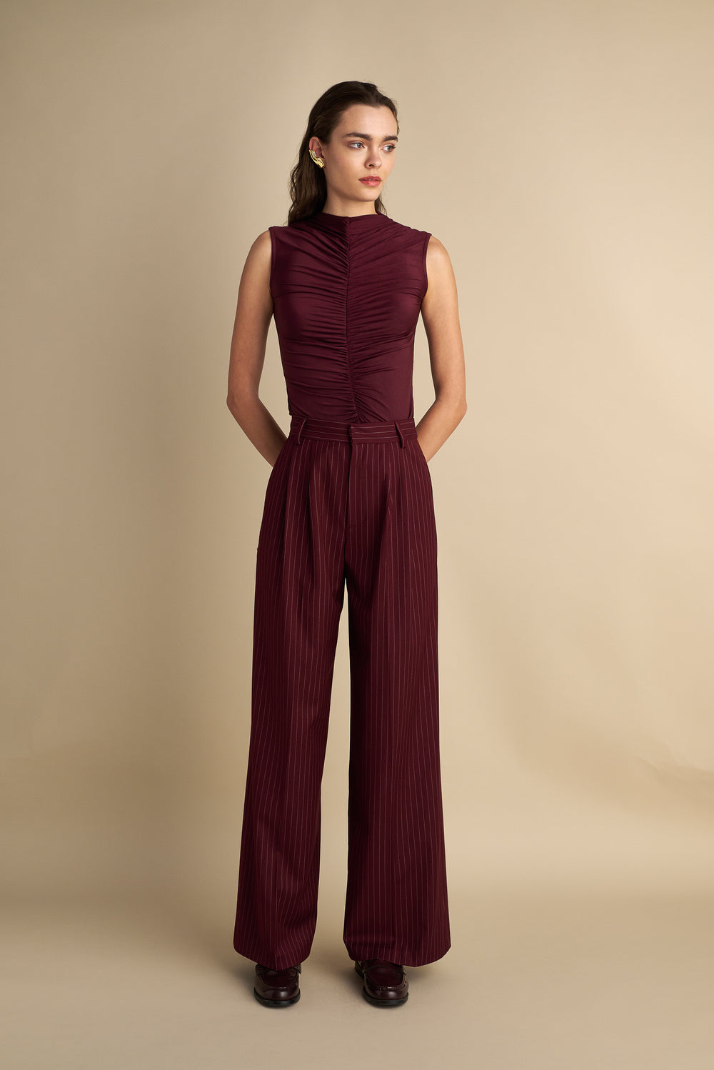 Rushed Short Sleeve Top Wine