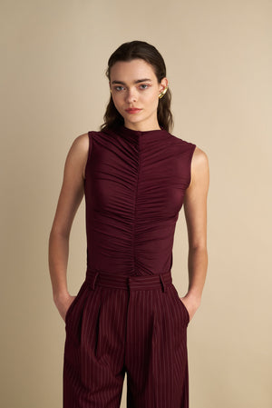 Rushed Short Sleeve Top Wine