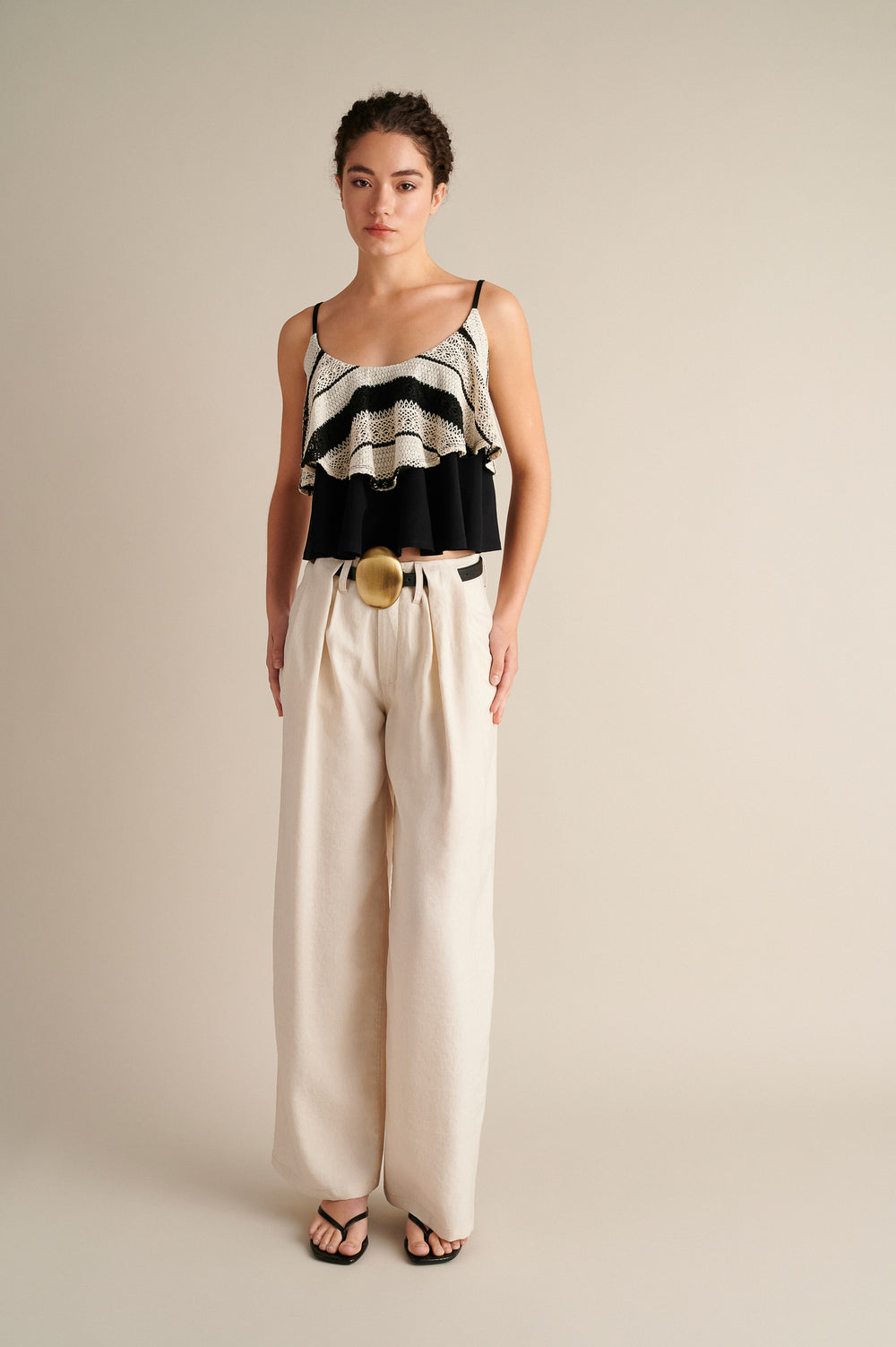 Linen Wide Leg Pants Ecru