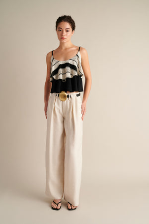 Linen Wide Leg Pants Ecru