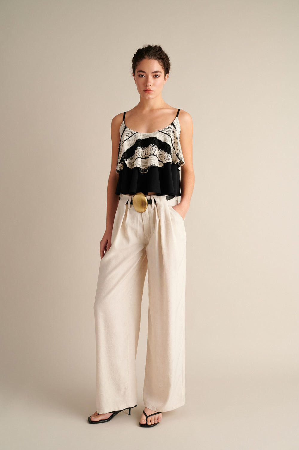 Linen Wide Leg Pants Ecru