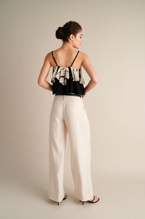 Linen Wide Leg Pants Ecru