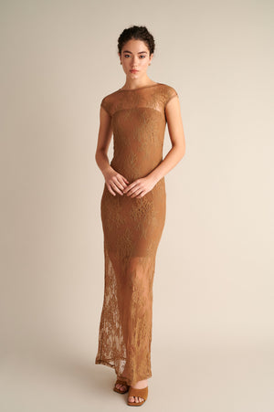 Caryatid Lace Column Dress