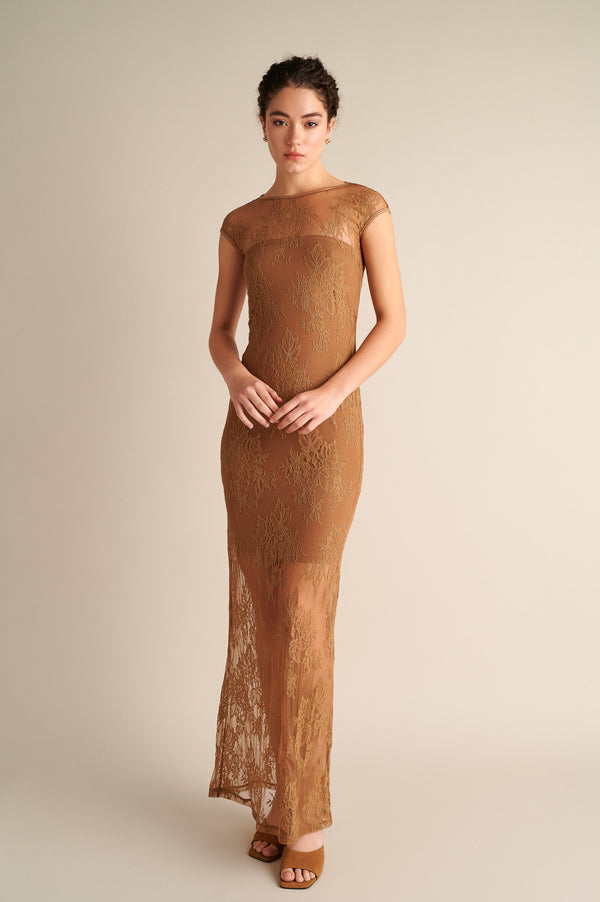 Caryatid Lace Column Dress