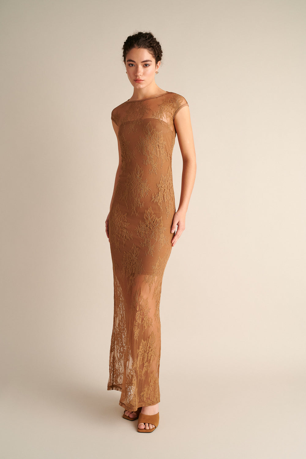 Caryatid Lace Column Dress