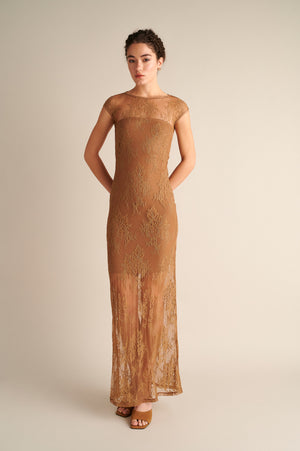 Caryatid Lace Column Dress
