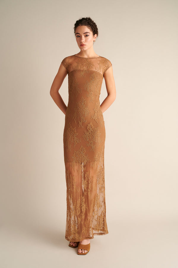 Caryatid Lace Column Dress
