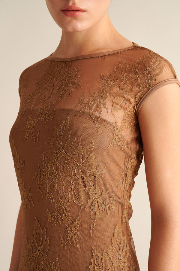 Caryatid Lace Column Dress