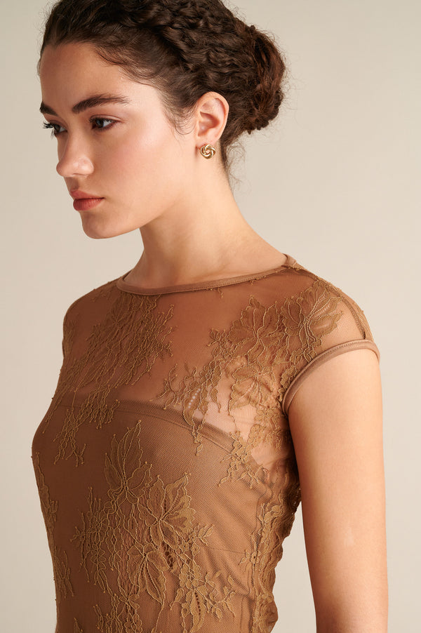Caryatid Lace Column Dress