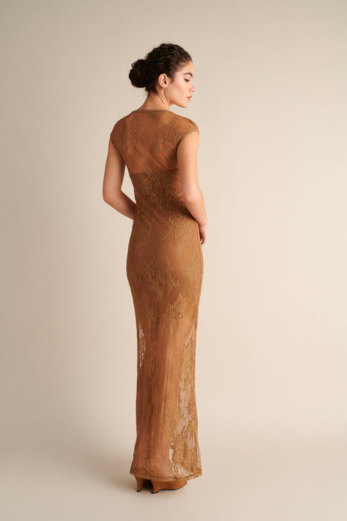 Caryatid Lace Column Dress