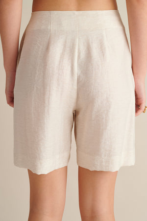 Linen Wide Leg Bermuda Ecru