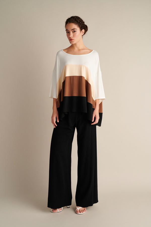 Wide‑Leg Trousers with Side Slits Black