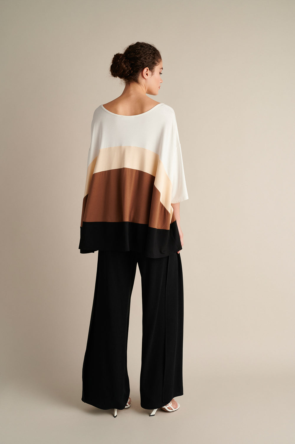Wide‑Leg Trousers with Side Slits Black