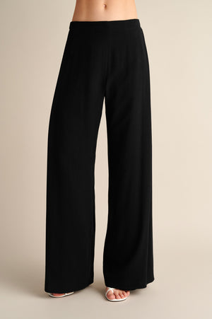 Wide‑Leg Trousers with Side Slits Black