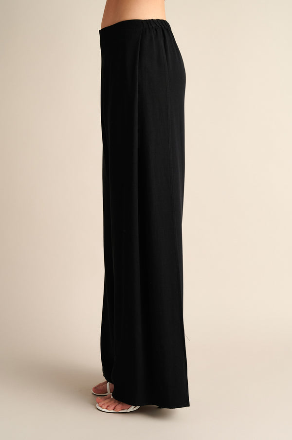 Wide‑Leg Trousers with Side Slits Black