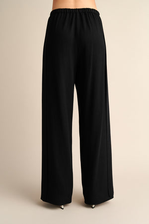 Wide‑Leg Trousers with Side Slits Black