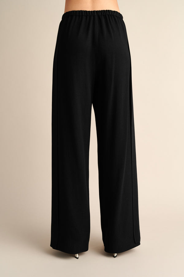 Wide‑Leg Trousers with Side Slits Black