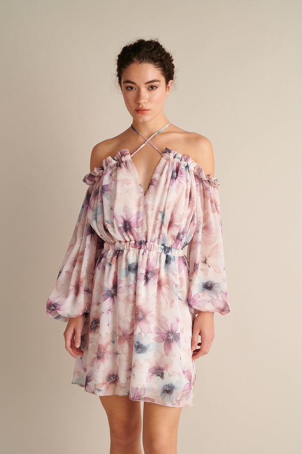 Off-the-Shoulder Floral Mini Dress
