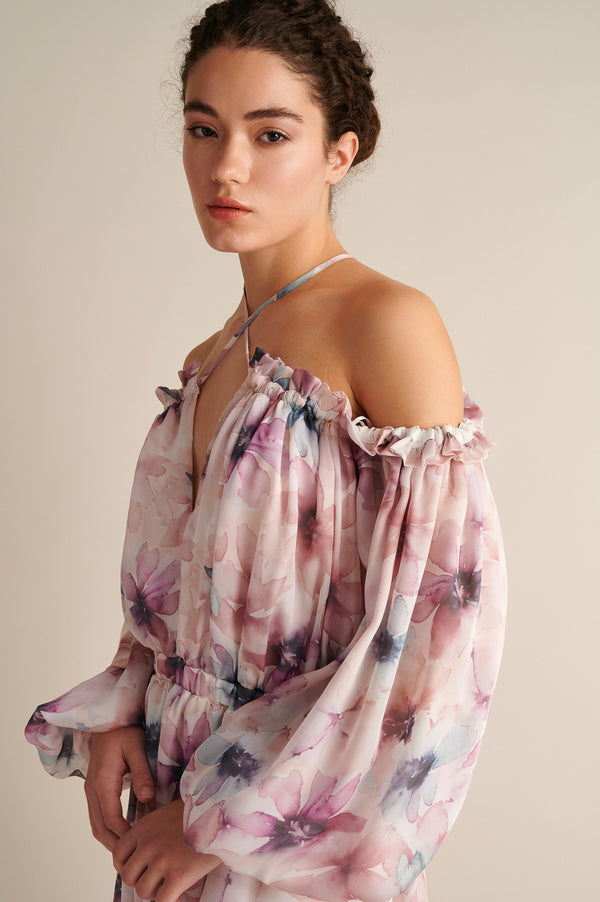 Off-the-Shoulder Floral Mini Dress