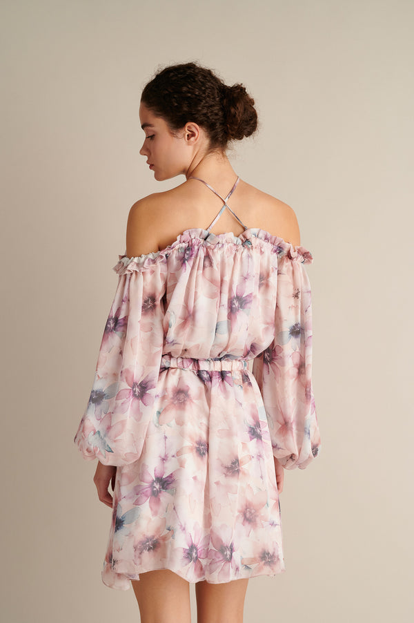 Off-the-Shoulder Floral Mini Dress