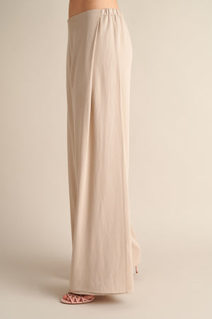 Wide‑Leg Trousers with Side Slits Sand