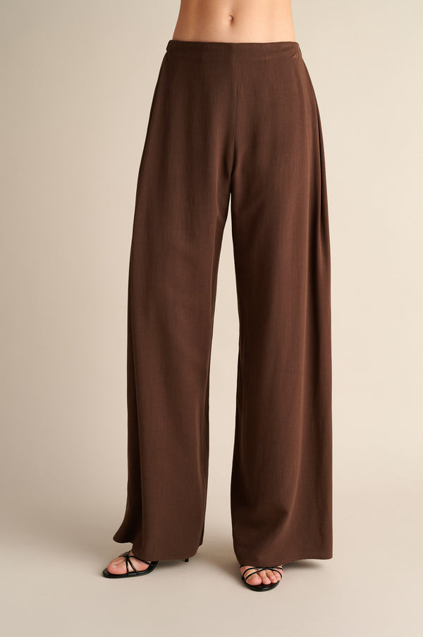 Wide‑Leg Trousers with Side Slits Coffee