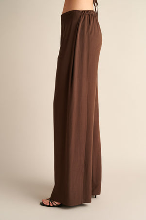 Wide‑Leg Trousers with Side Slits Coffee