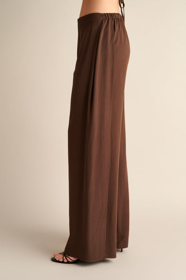 Wide‑Leg Trousers with Side Slits Coffee