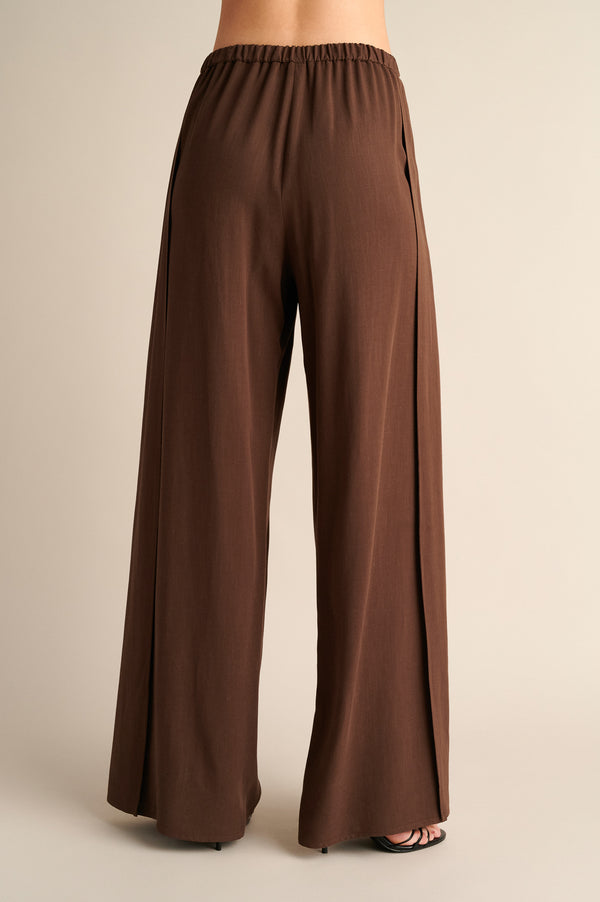 Wide‑Leg Trousers with Side Slits Coffee
