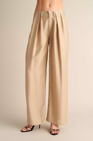 Linen Wide Leg Pants Beige