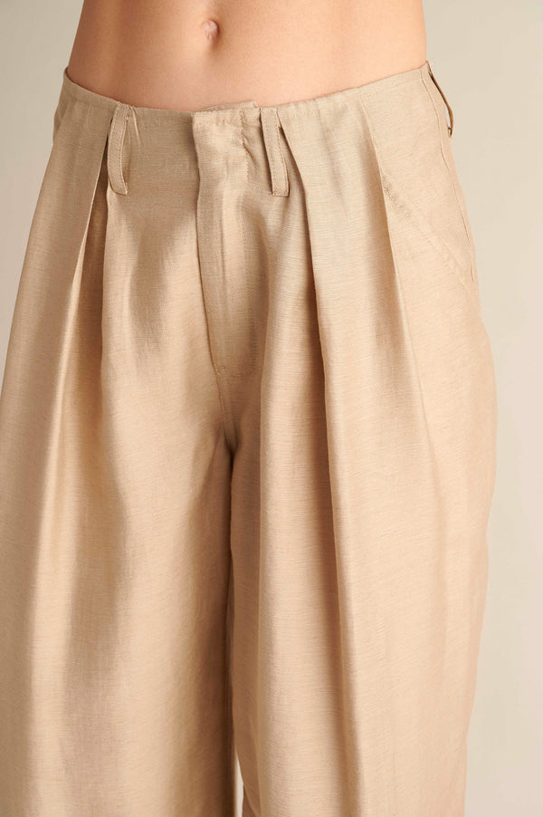Linen Wide Leg Pants Beige