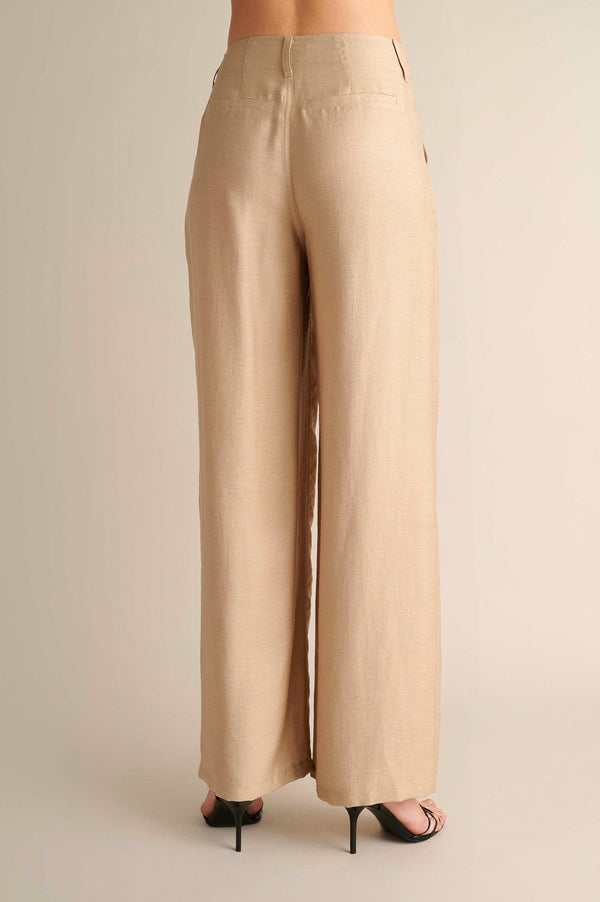 Linen Wide Leg Pants Beige