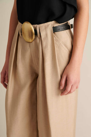Linen Wide Leg Pants Beige