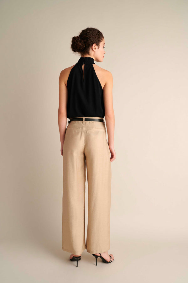 Linen Wide Leg Pants Beige