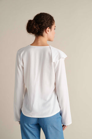 Asymmetric Ruffle Top White