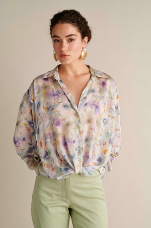 Floral Twisted Knot Front Shirt