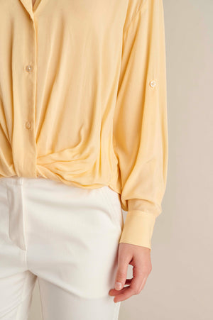 V-Neck Shirt With Twisted Knot Detail Yellow