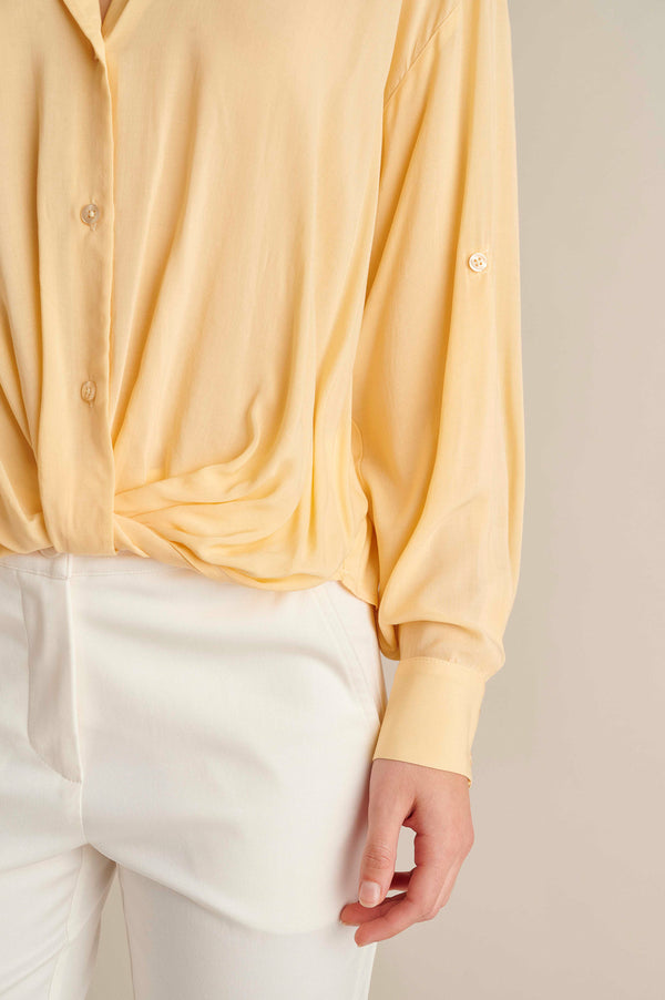 V-Neck Shirt With Twisted Knot Detail Yellow