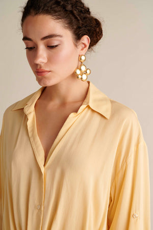 V-Neck Shirt With Twisted Knot Detail Yellow