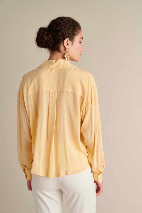 V-Neck Shirt With Twisted Knot Detail Yellow