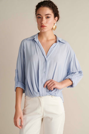 V-Neck Shirt With Twisted Knot Detail