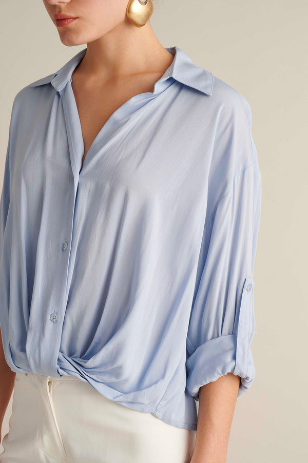 V-Neck Shirt With Twisted Knot Detail