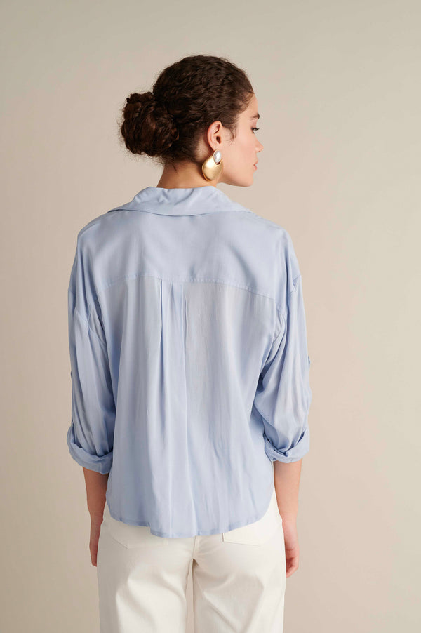 V-Neck Shirt With Twisted Knot Detail