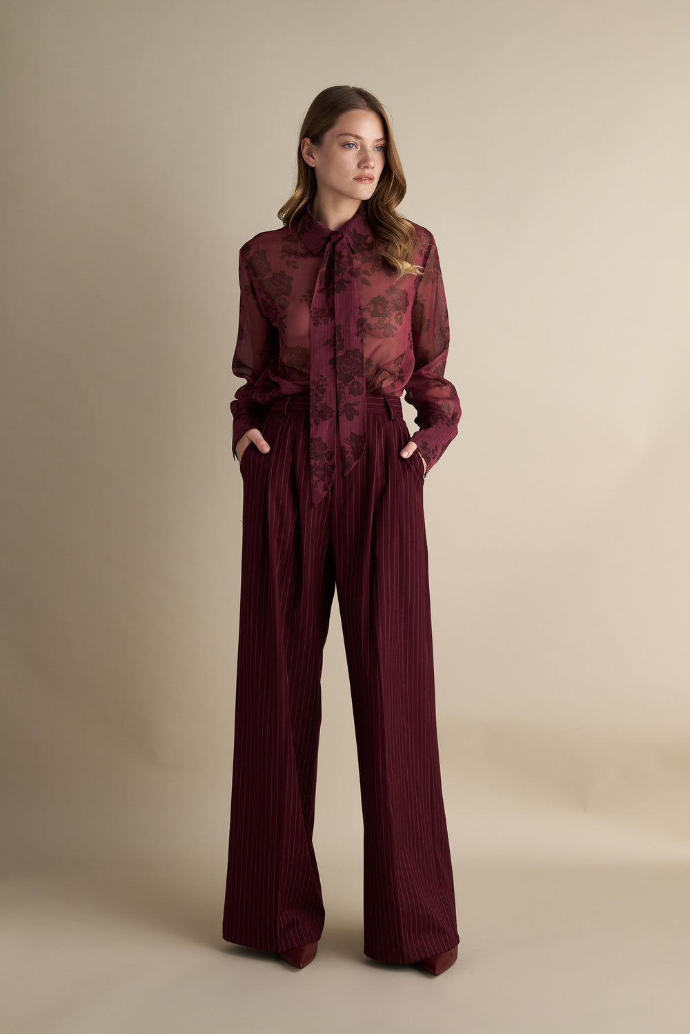 Pinstripe Pants Burgandy